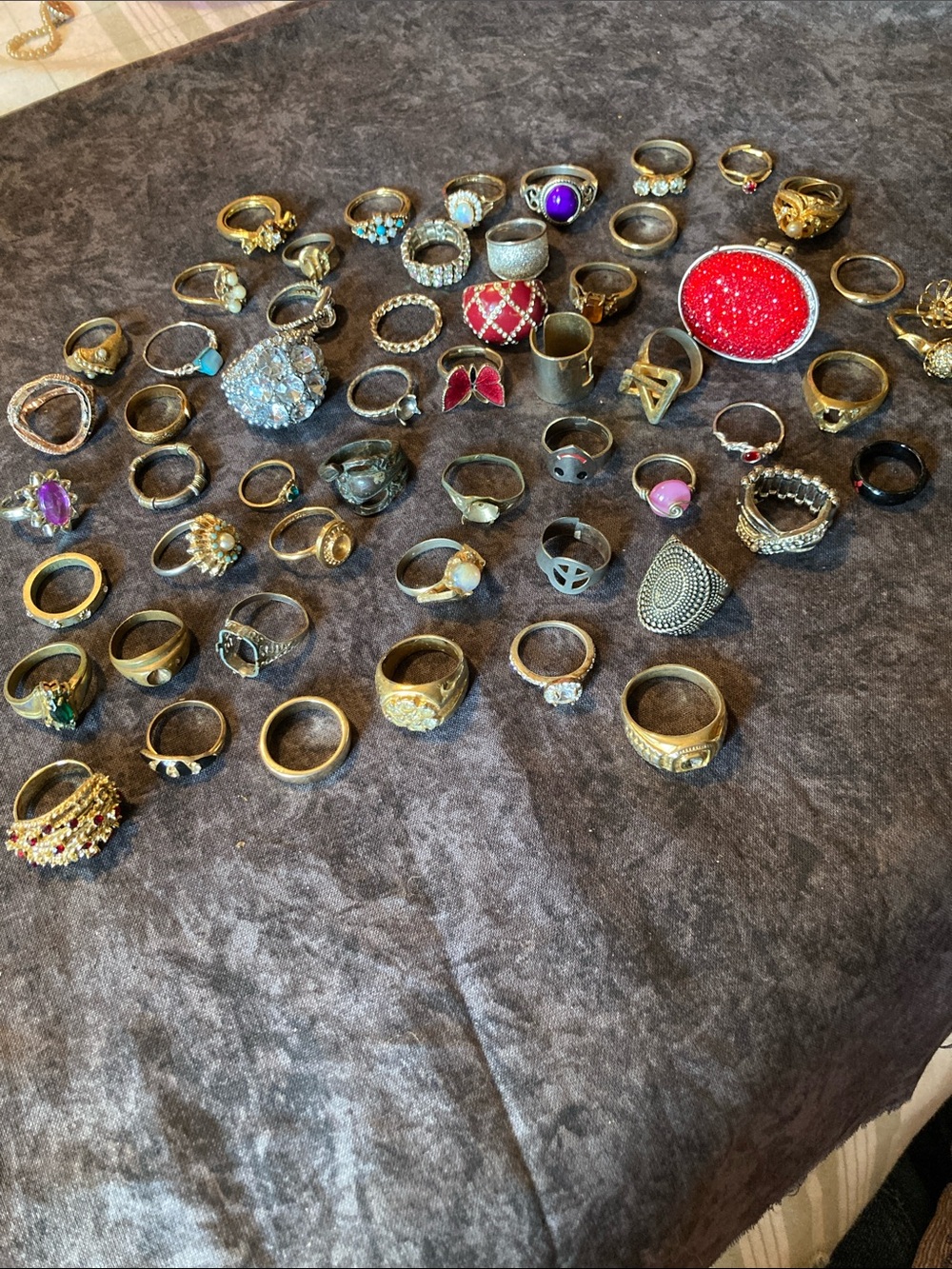 Assorted Untested Gold-Tone Silver-Tone Rings - 54 total